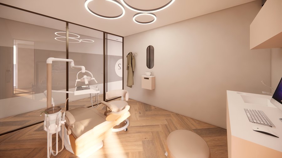 Impressie van een behandelkamer (3D-ontwerp)