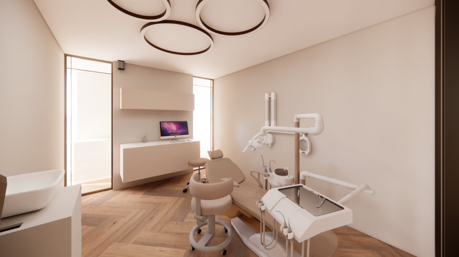 Impressie van een behandelkamer (3D-ontwerp)
